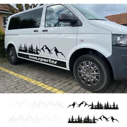 2 Pcs PVC Car Door Side Stickers Mountain Forest Decal For Volkswagen VW Multivan TRANSPORTER T5 T6 Toyota Elfa Accessories