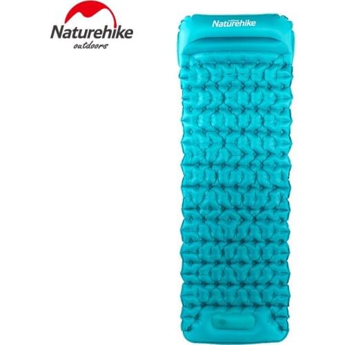 Naturehike Hand Press Inflatable Camping Mattress With Pillow Fast Filling Air Moistureproof Mat Sleeping Pad 3 Colors