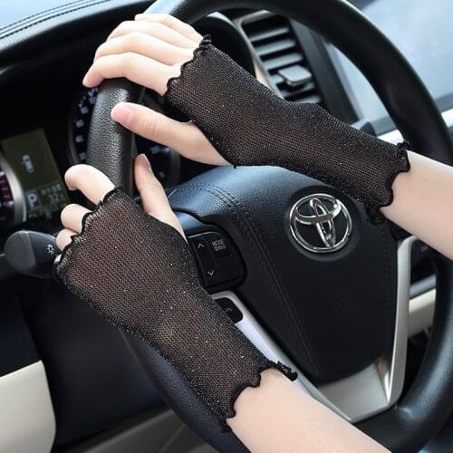 Womens summer thin sunscreen gloves half finger scar tattoo decoration driving sunscreen writing game