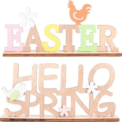 Easter Decoration Wooden Letter Card Pendants Easter Drop Ornaments Festive Party Home Decor Crafts