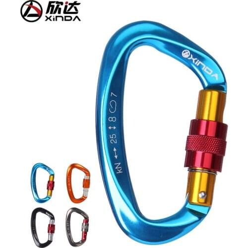 Professional Rock Climbing Carabiner 25KN Lock D-shape Safety Buckle Outdoor Safety Protection Carabiner Equipment