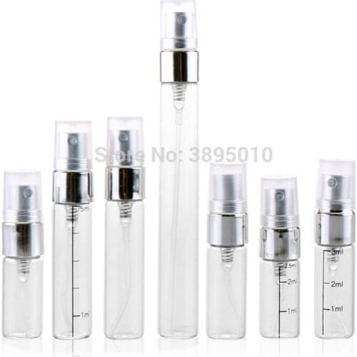 2ml 3ml 5ml Transparent portable spray bottle Perfume Glass Bottles Vials Refillable Perfume Atomizer Travel F409