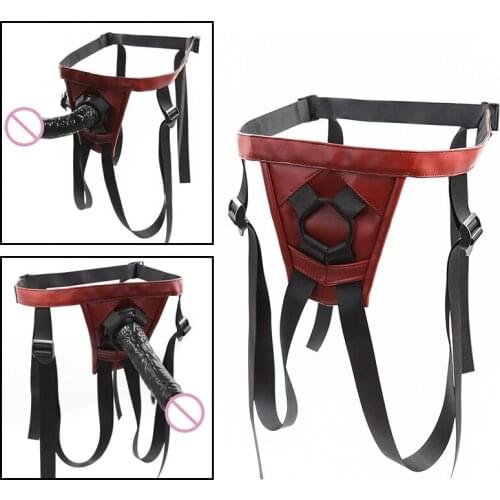 Chastity pantsSexy lingerie women Pants with Penis Hole for Lesbian Leather Adjustable Open Crotch Chastity Panties BDSM Bondage