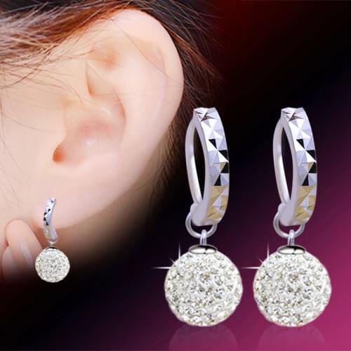 Spherical Crystal Drop Earrings For Women Earring Earings Silver plated color Jewelry Earing Brincos Brinco Oorbellen Gift F426