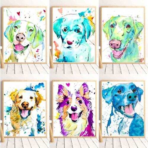 Watercolor Dog Splash Artwork Wall Art Canvas Painting Poster For Home Decor Posters And Prints Unframed Decorative Pictures