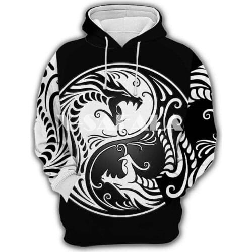 Awesome Yin And Yang Lunisolar Dragon 3D Full Print Size Hoodie Man Women Harajuku Outwear Zipper Pullover Sweatshirt Unisex