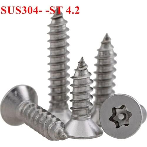50pcs ST4.2*9.5/13/16/19/25/30mm Six-Lobe Flat Head Torx Self Tapping Screws CSK head Plum flower anti-theft tapping screws