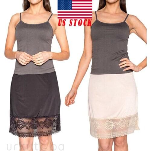 Fashion Women Cotton Underskirt Ladies Floral Lace Half Slips Skirt Knee Length Summer Mini Skirt