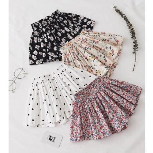 Toddler Girls Tutu Skirt Flower Pleated Princess Skirts Short Pants Under Children 2 3 4 5 6 Year Dance Elastic Waist Skirt Mini