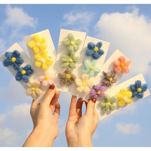3Pcs/set Winter Colorful Plush Flowers Hair Clips For Girls Kids Cute Children BB Hairpins Hairgrips Hair Accessories