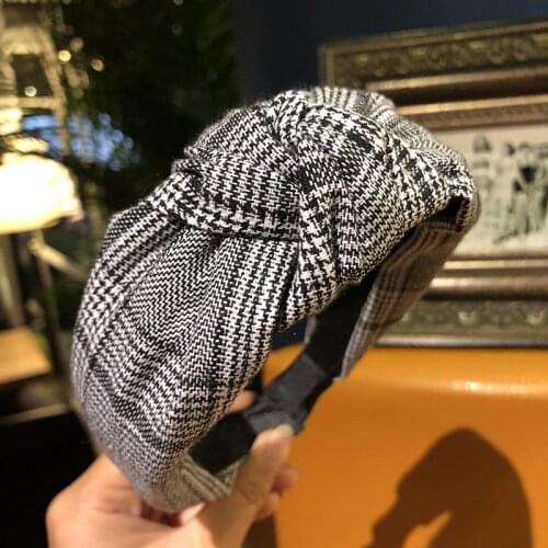 2020 New Hair Accessories Headhoop For Women Trendy Simple Plaid Stripes Knotted Knot Wide Side Headwear Headband Hairbands
