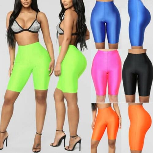 Women Stretch Biker Bike Shorts Workout Spandex Leggins Knee Length Short Trousers Women Summer Slim Shorts Womens
