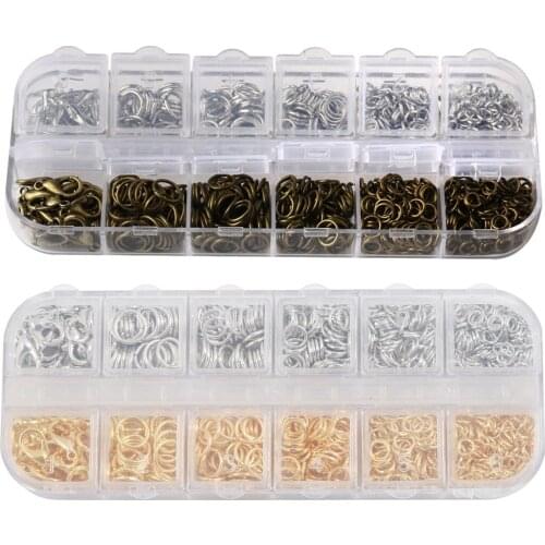 1 Box 4-8 mm Lobster Clasp Assorted Mixed Color Open Jump Rings Jewelry DIY Making Findings Supplies For Necklaces Bracelets