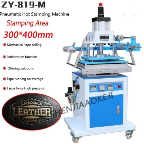 1PC 220V ZY-819M Pneumatic Gold Hot Stamping Machine Large Area 300*400MM Leather Embossing Machine Die indentation