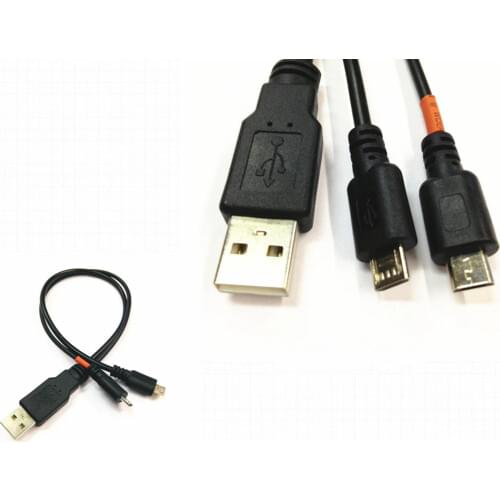 2 in 1 USB 2.0 A male to 3 Micro 5 pin data charging cable