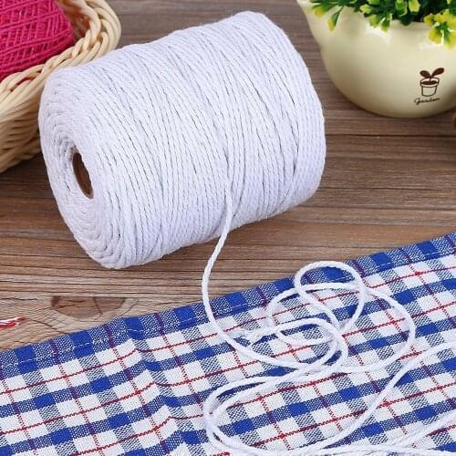 200m Durable White/Beige Cotton Cord Natural Twisted Thread Rope DIY Handmade Crafts Cotton Twine String Macrame Cord Rope 2mm