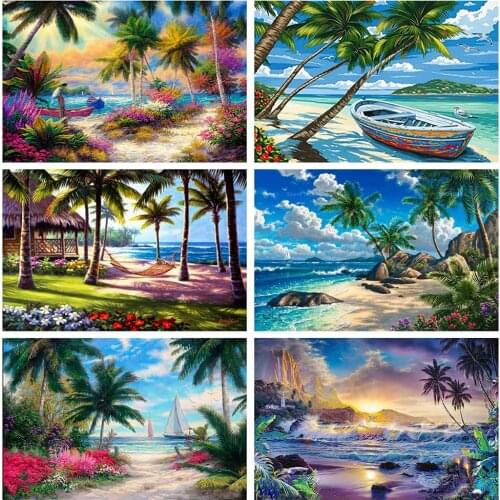 5D Diamond Painting Diamond Embroidery Full Square Seaside Cross Stitch Kits Diamond Mosaic Landscape Picture Of Home Decor