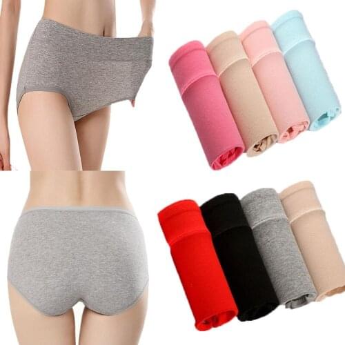 8 pcs Underwear Womens Soft Cotton Mid Waist Brief Panties Stretch Ladies Plus Size