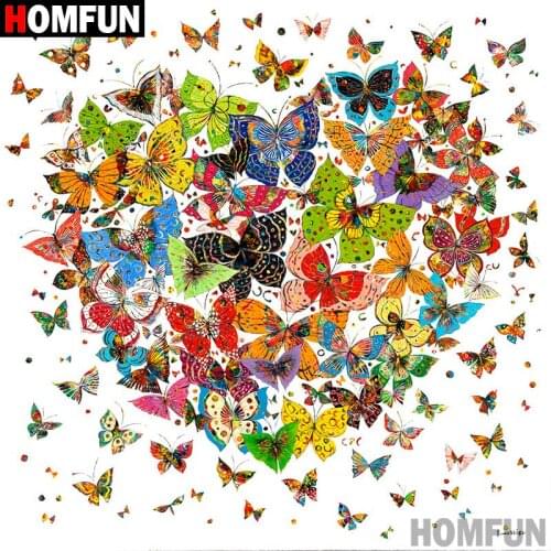 HOMFUN 5D DIY Diamond Painting Full Square/Round Drill "Color butterfly" 3D Embroidery Cross Stitch gift Home A08789