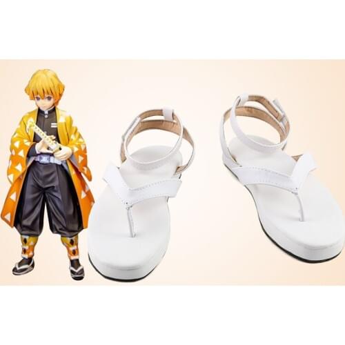 Anime Comic Demon Slayer Kimetsu no Yaiba Cosplay Shoes Agatsuma Zenitsu Cosplay Shoes Halloween Party Daily Leisure Shoes