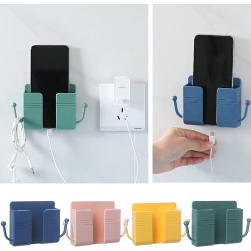 ANKNDO Wall Mount Organizer Storage Box Remote Control Mounted Mobile Phone Plug Wall Holder Charging Multifunction Holder Stand