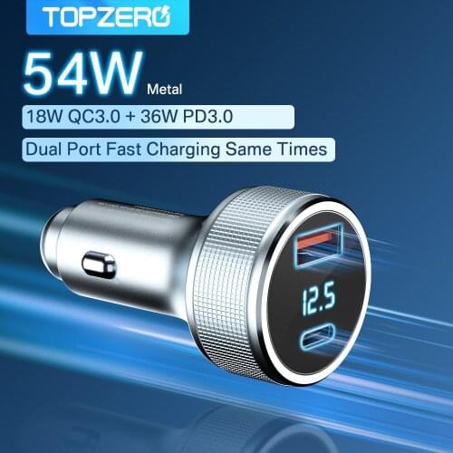 36W USB Car Charger Quick Charge QC3.0 PD3.0 Fast Charger Dual USB Type C PD Car USB Charger For iPhone Samsung Huawei Xiaomi