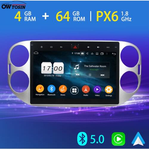 10.1'' PX6 4+64G Android 10 Car Multimedia Player For Volkswagen VW Tiguan 2010-2017 GPS Bluetooth 5.0 Tethering 4G LTE Carplay