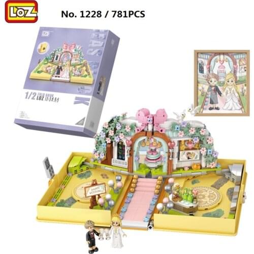 781PCS LOZ Blocks1228 Lovely Wedding Part Fold Book Building Bricks for Children Gifts Fun Toy Kids Brinquedos Girls Present