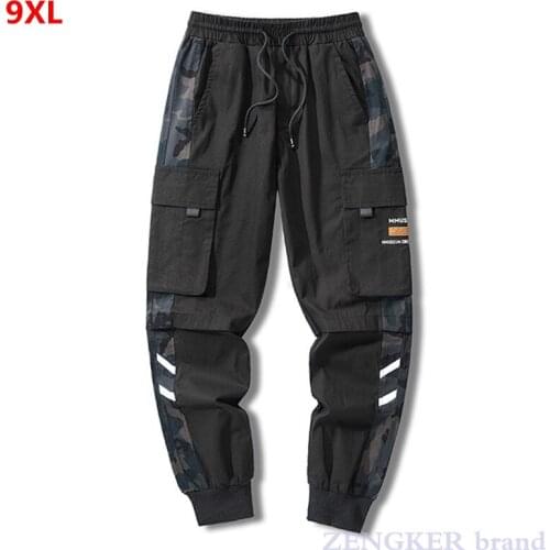 Large size sports pants mens casual pants trousers multi-pocket loose plus size mens pants spring and summer 7XL 8XL 9XL