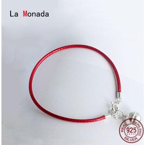 La Monada Silver 925 Bell Charm Red Rope Bracelets Women Red Thread For Hand Line String 925 Sterling Silver Bracelets For Women