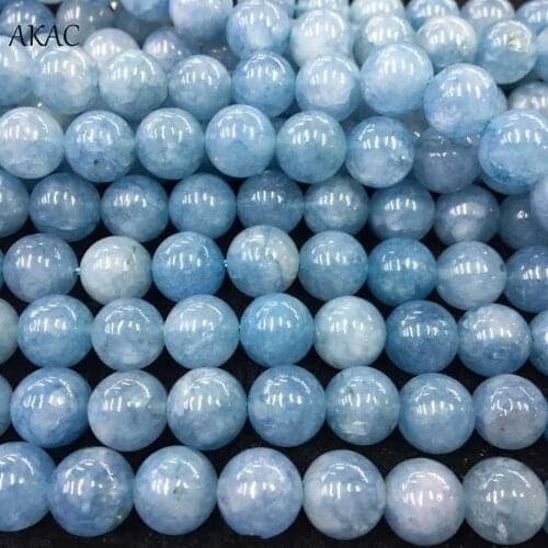AKAC natural aquamarine jasper stone loose beads with dyeing color 6/8/10mm for jewelry diy making wholesale