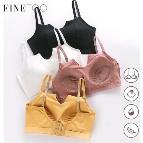 FINETOO Push Up Bra Women Wireless Bras Sexy V Tops Soft Bralette Candy Color Female Bra M-XL Ladies Lingerie Padded Top 2021