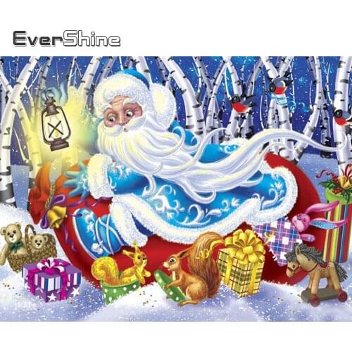 Evershine Diamond Painting Cartoon Full Square Diamond Embroidery Santa Claus Cross Stitch Kits Mosaic Christmas Handmade Gift