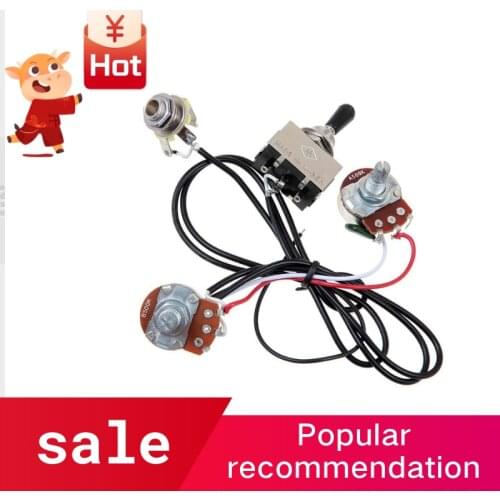 Guitar Wiring Harness Prewired Two Pickup 500K Pots 3-Way Toggle Switch Silver