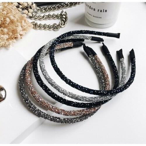 Korean Crystal Pearl Rhinestones Luxury Hair Accessories Hairbands Sparkly Padded Hair Bands Headdress White Women Headbands