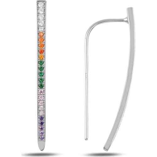 KUTAYDAN Mixed Color Zircon Earrings 925 Sterling Silver