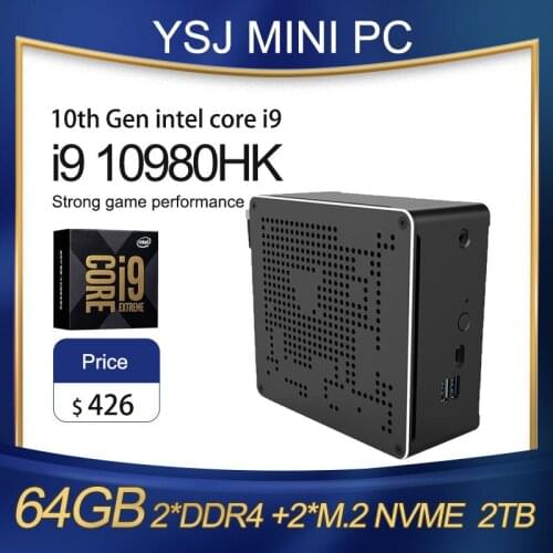Lan Gaming Mini Computer The latest version Intel i9 10980HK 10880H i7 10750H 2 Lans Win10 2*DDR4 2* 4K DP HDMI2.0