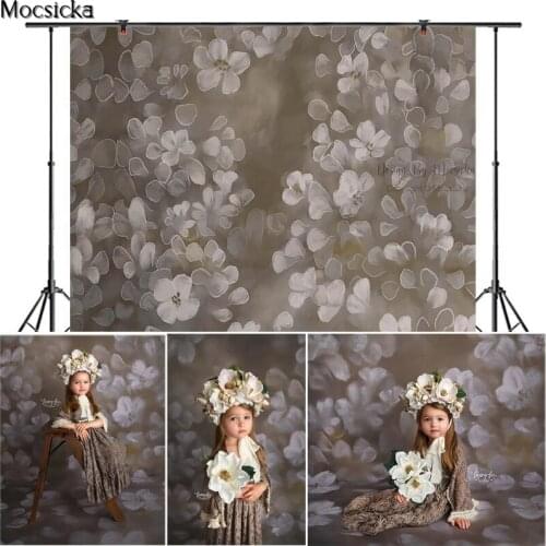 Mocsicka Gray Floret Photography Background Abstract Flower Old Master Of Art Backdrop Child Pregnant Woman Portrait Prop Studio