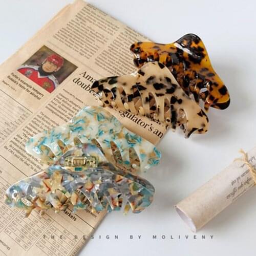 Fashion Vintage New Oversized Big Acetate Hair Claw Clip Ins Crab Large Size Tortoise Shell Clamps for Women Hair Accessories