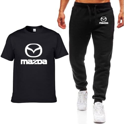 Fashion Summer Men T Shirts Mazda Car Logo Print HipHop Casual Cotton Short Sleeve high quality T-shirt pants suit Men Clothing