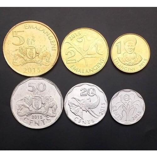 Swaziland Set 6 Pieces Coins New Original Coin Unc 100% Real Africa Issuing Coins