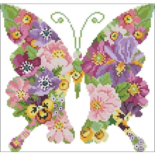 Flower butterfly patterns counted 11CT 14CT 18CT Cross Stitch Sets DIY Chinese Cross-stitch Kits Embroidery Needlework