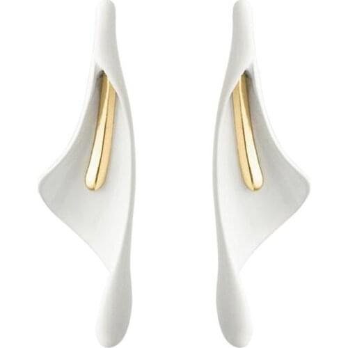 Creative Geometry Irregular Stud Earrings Calla Lily Enamel Earrings for Women Elegant Lady Party Jewelry