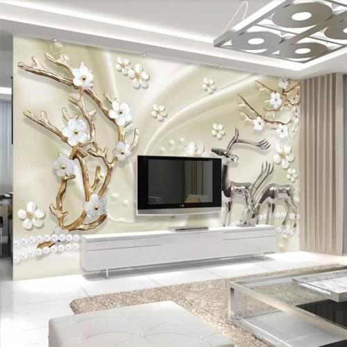 Wellyu papel de parede Custom wallpaper 3d murals jewelry plum metal elk wallpaper living room bedroom TV background wallpaper