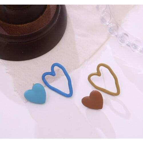 Simple Cute Lovely Heart Stud Earring For Women S925 Needle Alloy Ear Jewelry Girl Lady Female Accessories