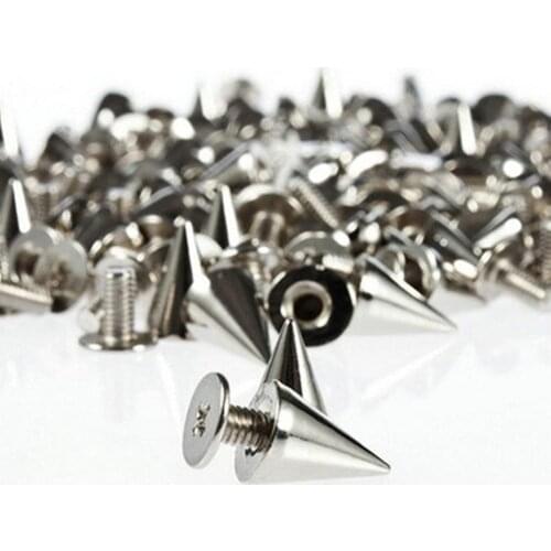 100 Pcs 9.5mm Punk Silver Cone Spikes Screwback Studs DIY Craft Cool Rivets Suitable for Shoes Handbags DIY Accessories