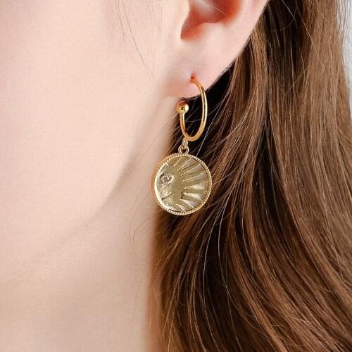 DARA 2021 New Arrival Fashion Jewelry Sun And Moon Asymmetry Earrings Trendy 2021 Suitable For Party and Wedding