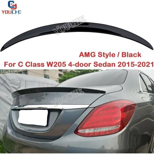 For Mercedes W205 Spoiler 4-Door Sedan C180 C200 C300 2015 - 2018 AMG style ABS Plastic Car Rear Wing Trunk Lip Boot