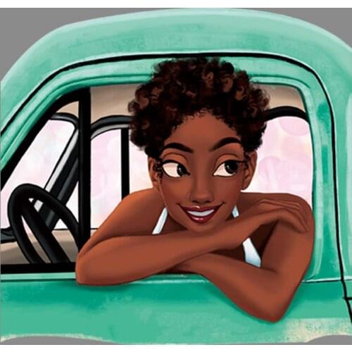 Driving Girl Thermal Patches Clothing Heat Transfer Vinyl Appliqued Diy Tops Fashion Patches On Clothes