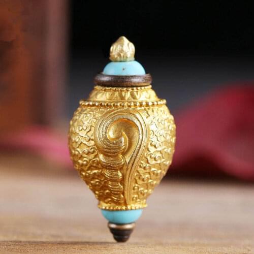 TGB003 Tibetan Newly Brass Golden Snail Amulet Pendant Good Quality Prayer Box Gau